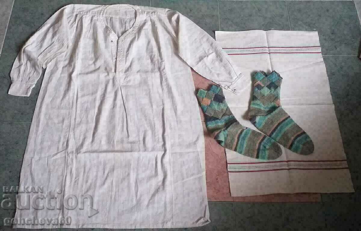 Αυθεντικό ανδρικό πουκάμισο με κρόσσια, κάλτσες, πετσέτα