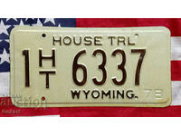US License Plate WYOMING 1978