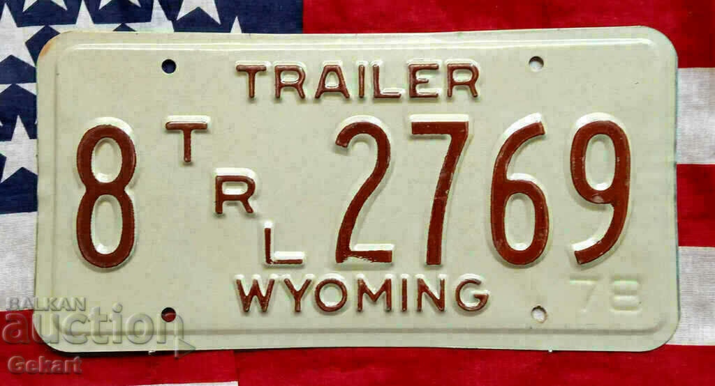 US License Plate WYOMING 1978