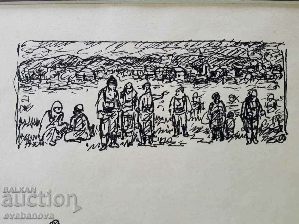 Delivery of NAUM HAJIMLADENOV 1894-1985 drawing Composition 3 figures 1983 Delivery of NAUM HAJIMLADENOV 1894-1985 drawing Composition 3 figures 1983