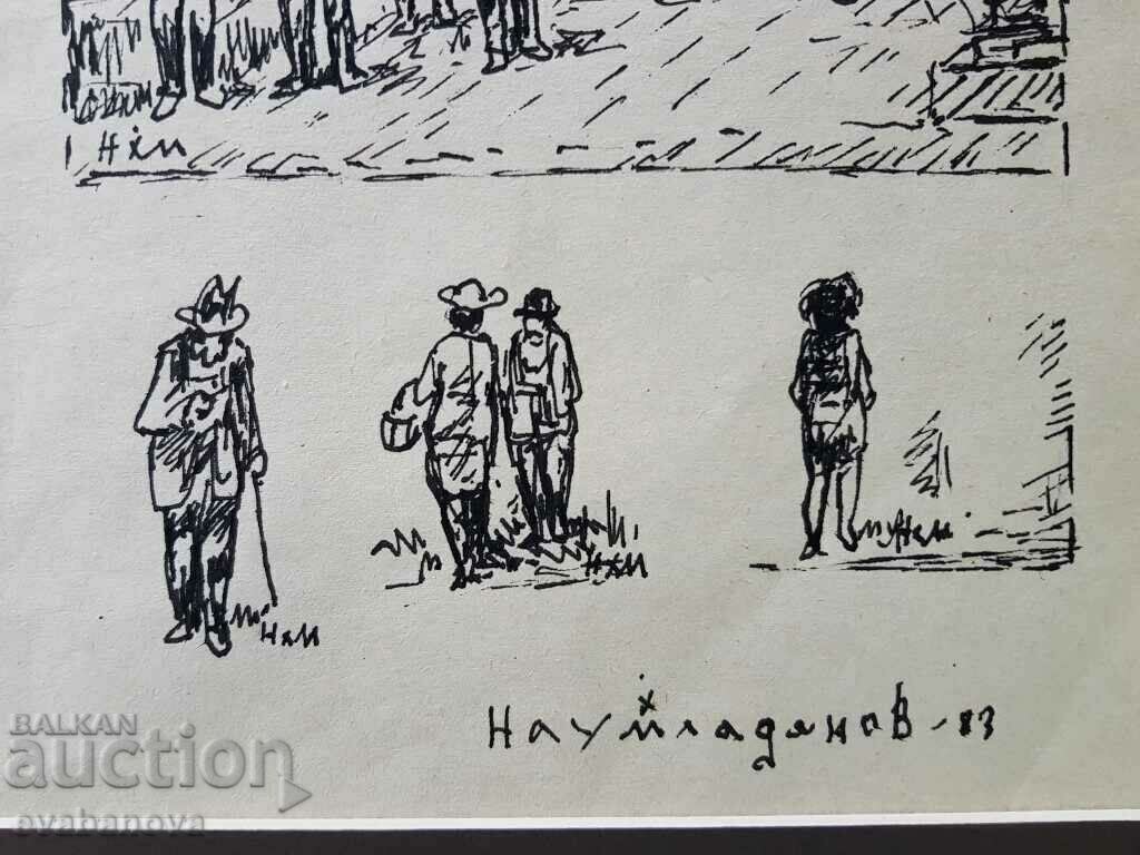 NAUM HAJIMLADENOV 1894-1985 drawing Composition 3 figures 1983 - 6 NAUM HAJIMLADENOV 1894-1985 drawing Composition 3 figures 1983 - 6