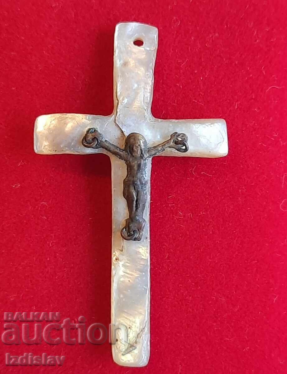 Antique mother-of-pearl cross, crucifix