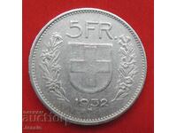 5 Φράγκα 1932 Β Ελβετία Αργυρό