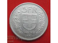 5 Francs 1932 B Switzerland Silver