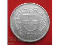 5 Franci 1932 B Elveția Argint