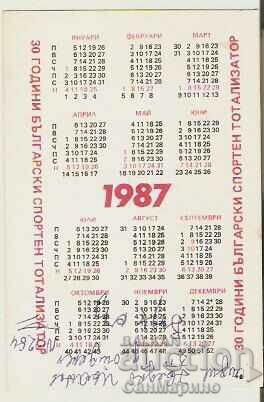 Sport-toto calendar 1987. Rhythmic gymnastics with price 1.00 BGN | € 0.51 Sport-toto calendar 1987. Rhythmic gymnastics with price 1.00 BGN | € 0.51