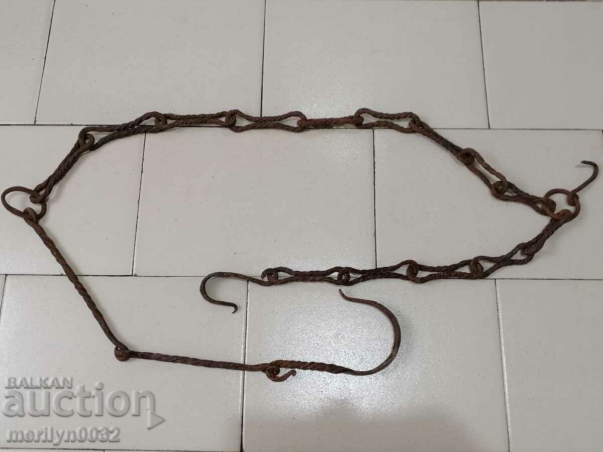 Old forged chain with hook, hearth for hearth chain hook with price 62.00 BGN | € 31.70