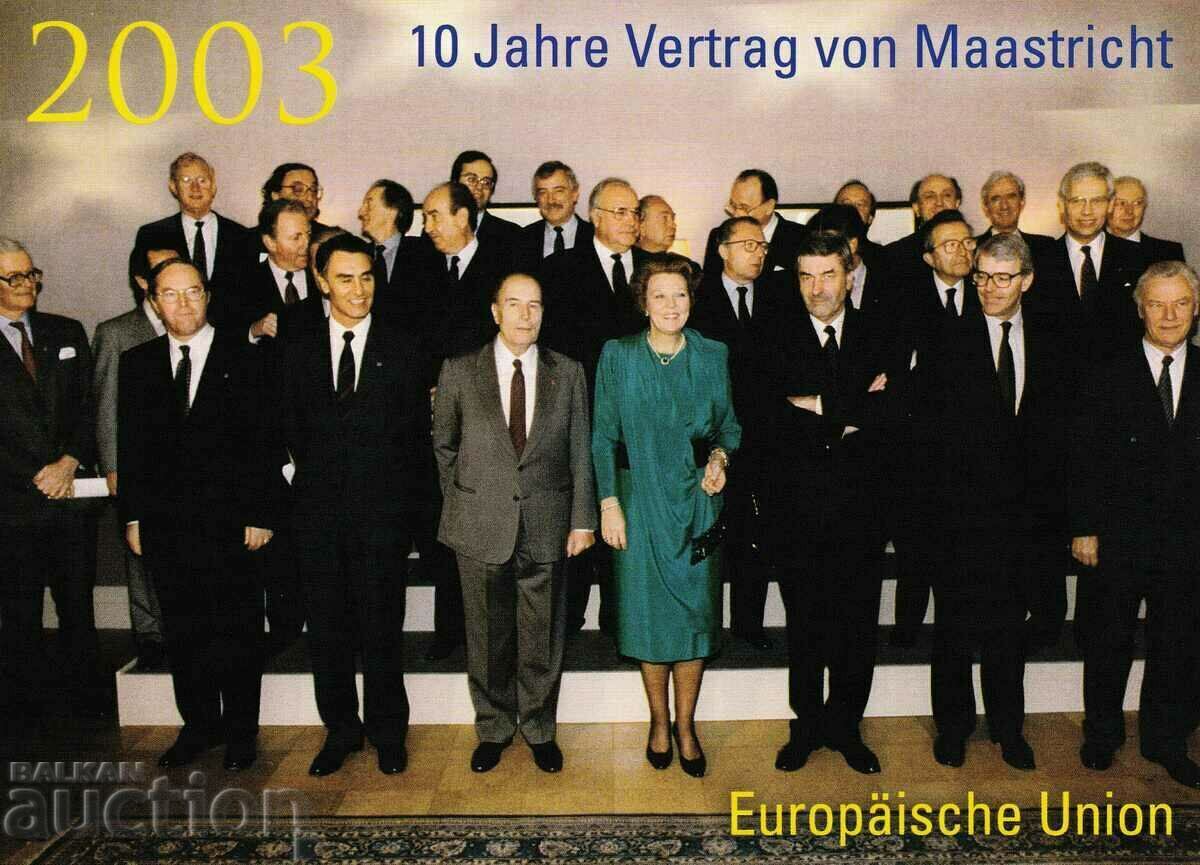 FDC Germany 2003 European Union leaflet and postcard with price 2.99 BGN | € 1.53