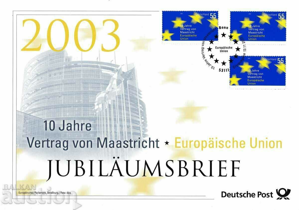Φυλλάδιο και καρτ ποστάλ της Ευρωπαϊκής Ένωσης FDC Γερμανίας 2003