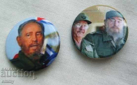 Insigna Cuba Island of Freedom - Fidel Castro - 2 piese