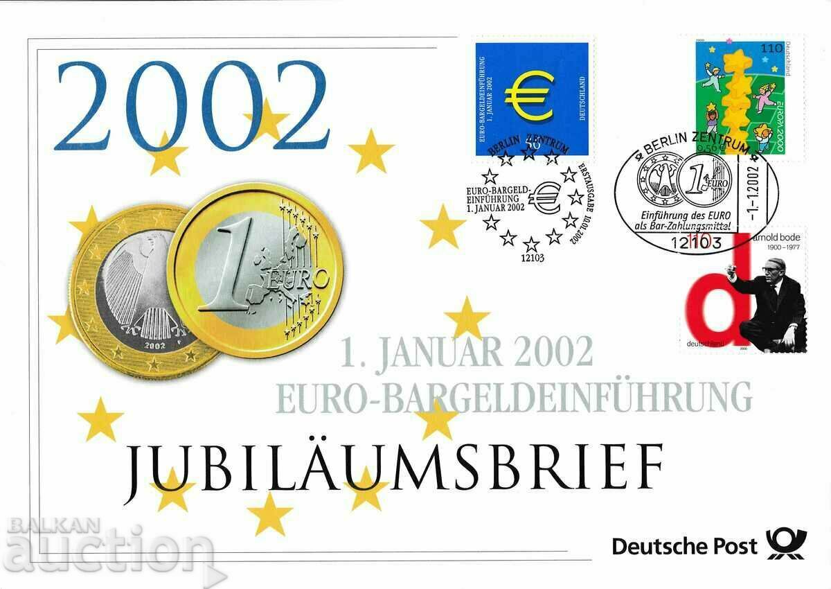 FDC PSP Γερμανίας 2002 EURO με φυλλάδιο και καρτ ποστάλ