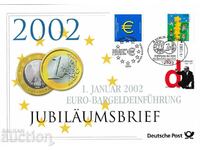 FDC ПСП Германия 2002 EURO с листовка и пощенска карта