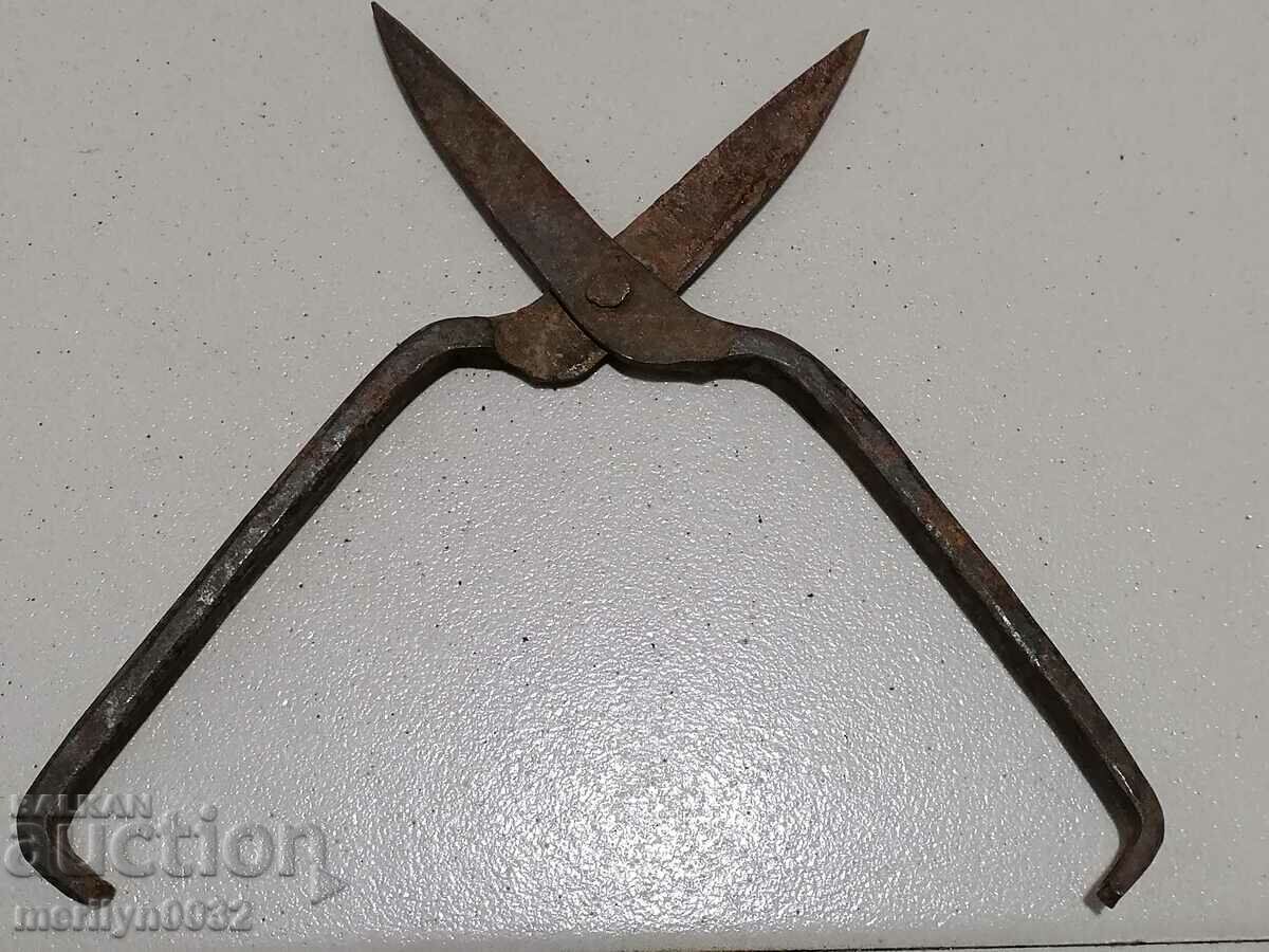 Auction  Old wrought iron scissors, knife, wrought iron scissors