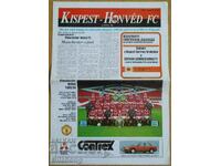 Program de fotbal Honved - Manchester United, Champ. liga 1993