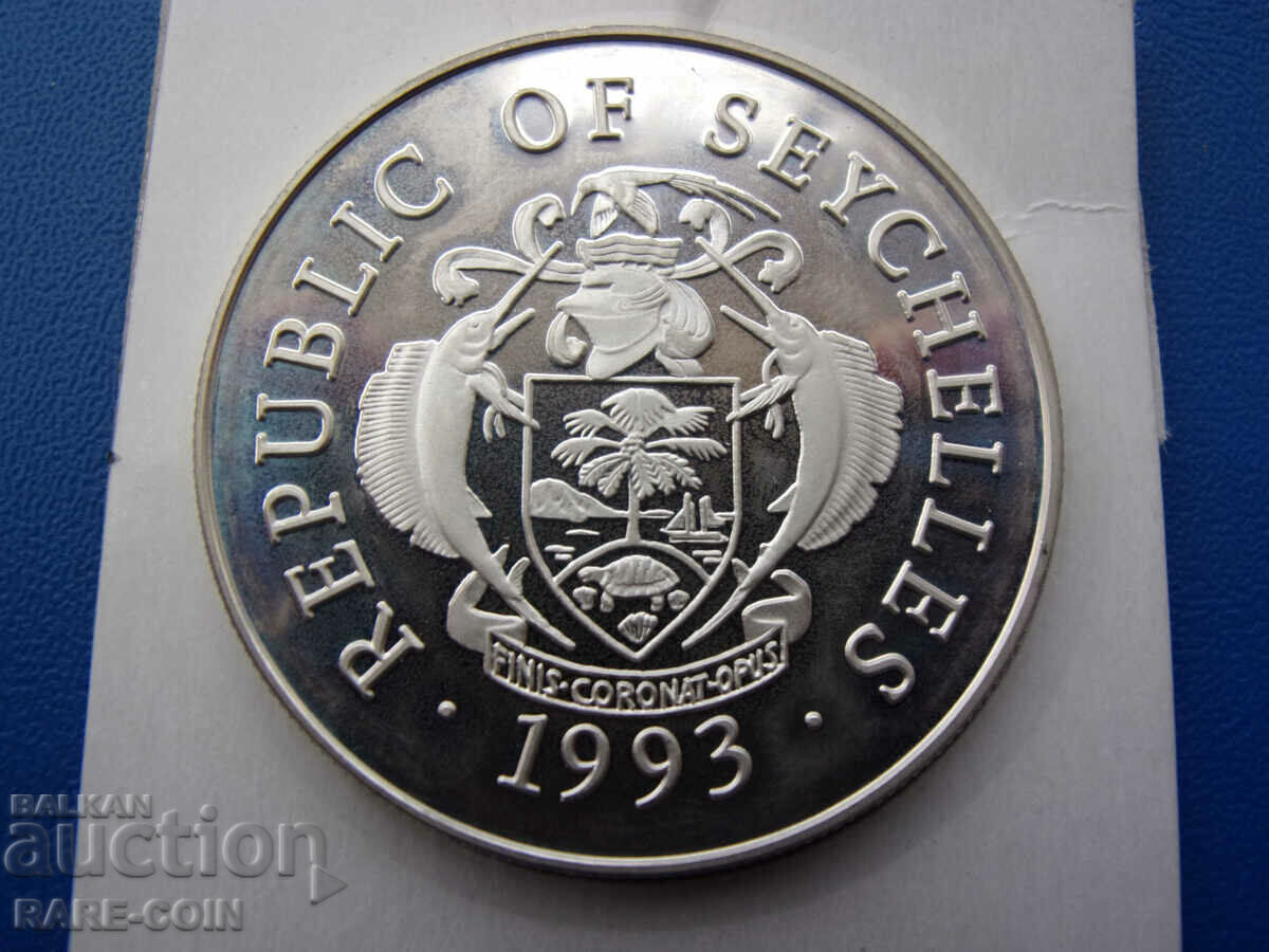 RS(52) Seychelles 25 Rupees 1992 - 1 oz argint UNC PROOF Rar cu preț € 58.80 | 115.00 BGN