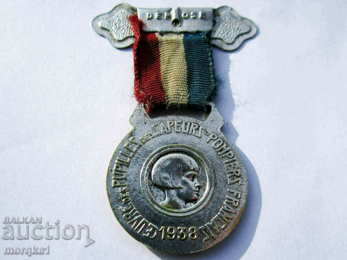 Medal, Order, sign of the French fire department Firemen from 1938 with price 30.00 BGN | € 15.34