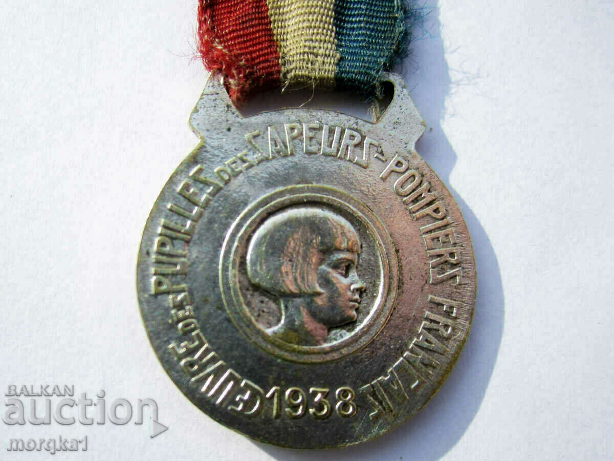 Delivery of Medal, Order, sign of the French fire department Firemen from 1938
