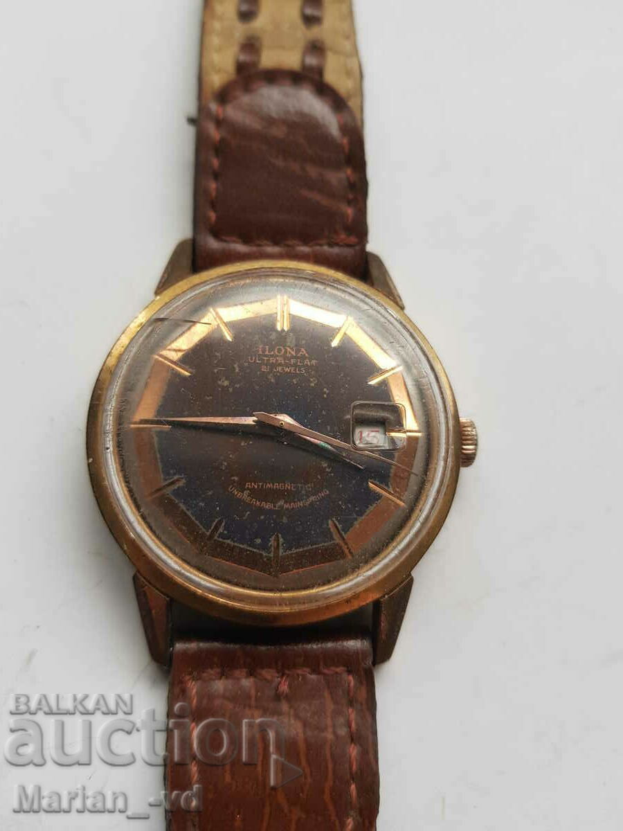 Men's ilona ultra flat gold plated mechanical watch with price 60.00 BGN | € 30.68