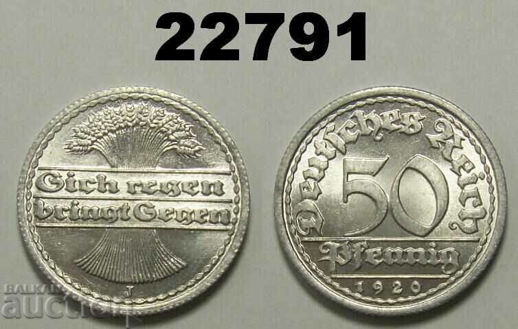 Германия 50 пфенига 1920 J UNC Прекрасна