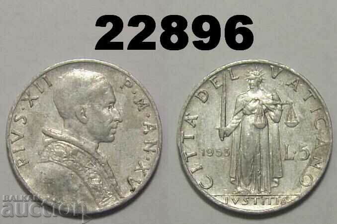 Vatican 5 lire 1953 Vatican