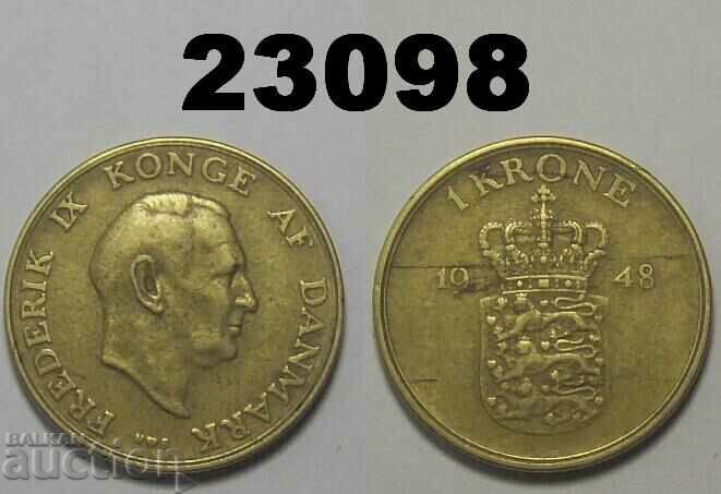 Denmark 1 kroner 1948 coin