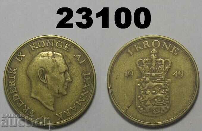 Denmark 1 kroon 1949 coin