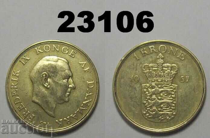 Denmark 1 kroner 1957 coin
