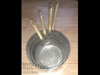 Old copper pans, frying pan, casserole, pot - 4 pcs.
