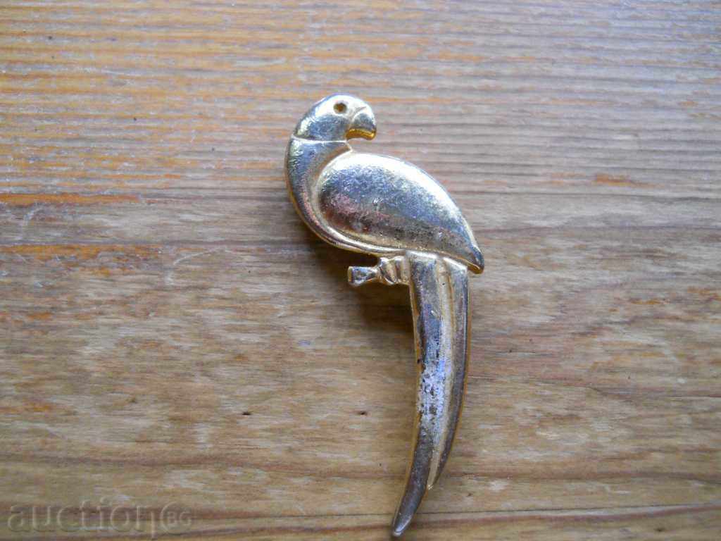 old bronze brooch - parrot
