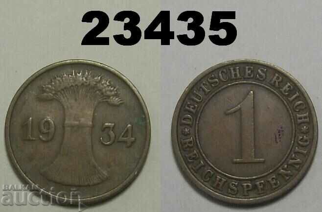Germania 1 Reichpfennig 1934 IS VF