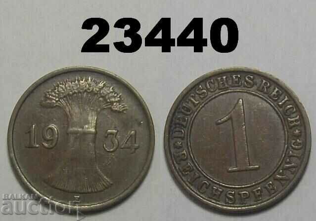 Germany 1 Reichpfennig 1934 E