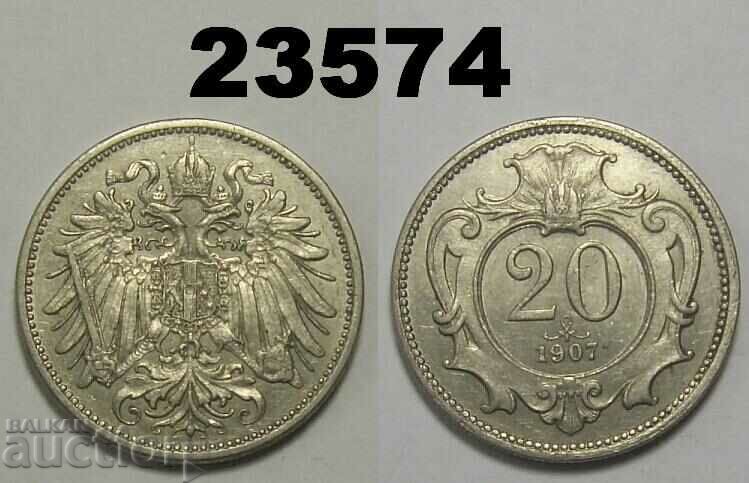 Austria 20 Heller 1907 Excelent
