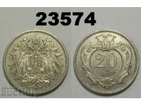 Austria 20 Heller 1907 Excellent