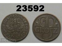 Полша 1 грош 1937 XF Отлична