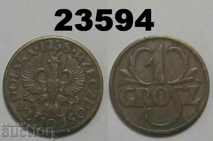 Poland 1 grosz 1938 Excellent