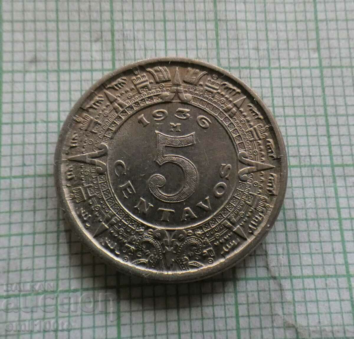 5 centavos 1936 Μεξικό