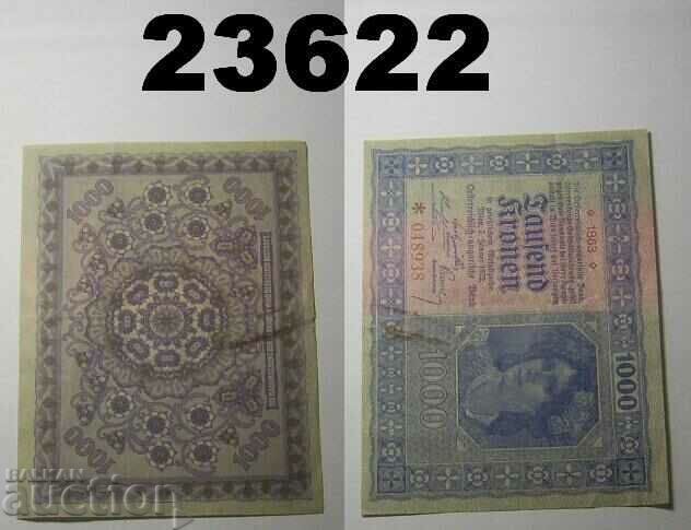 Austria 1000 kroner 1922 banknote