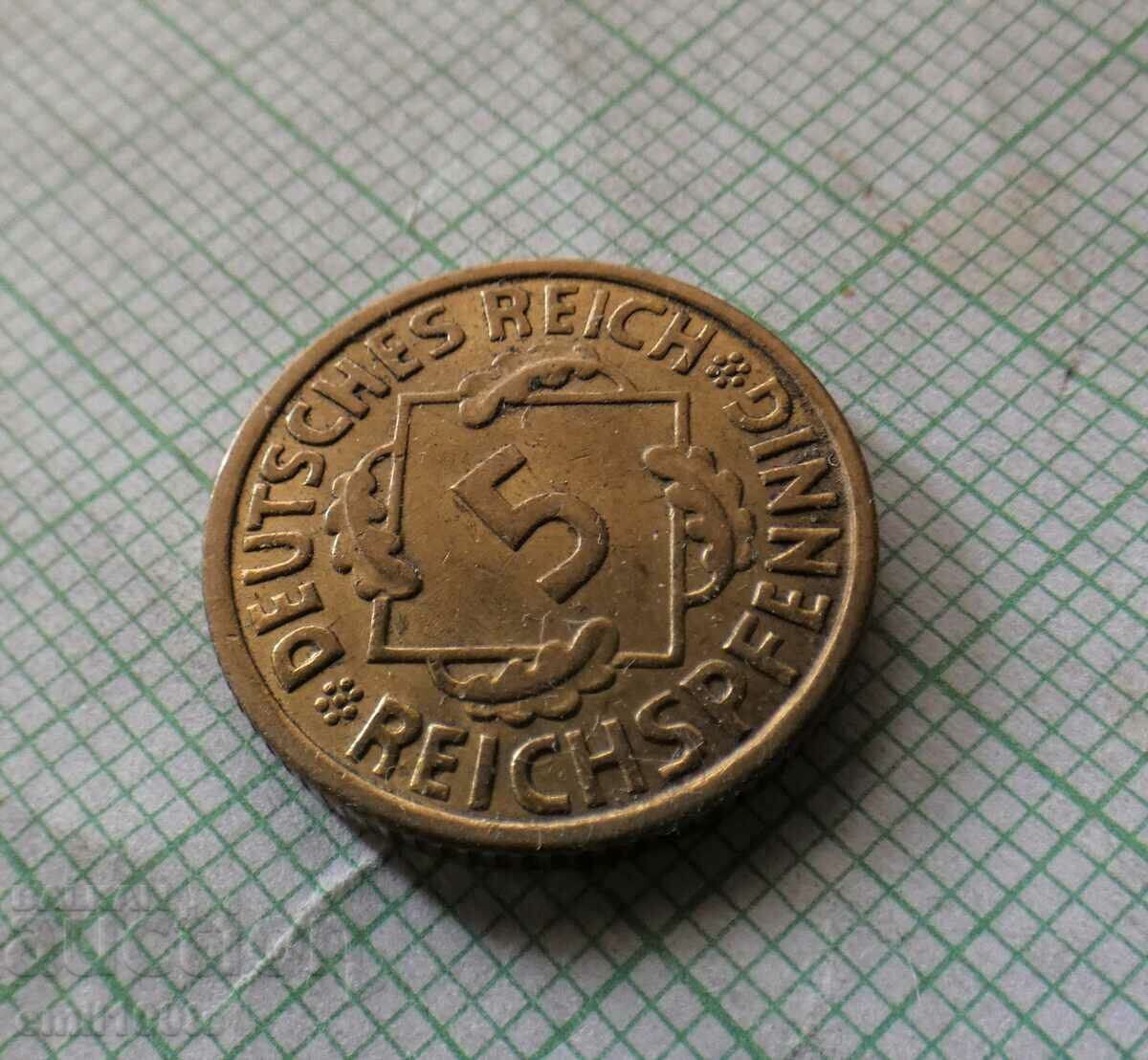 5 Pfennig 1936 A Germany with price 4.00 BGN | € 2.05 5 Pfennig 1936 A Germany with price 4.00 BGN | € 2.05