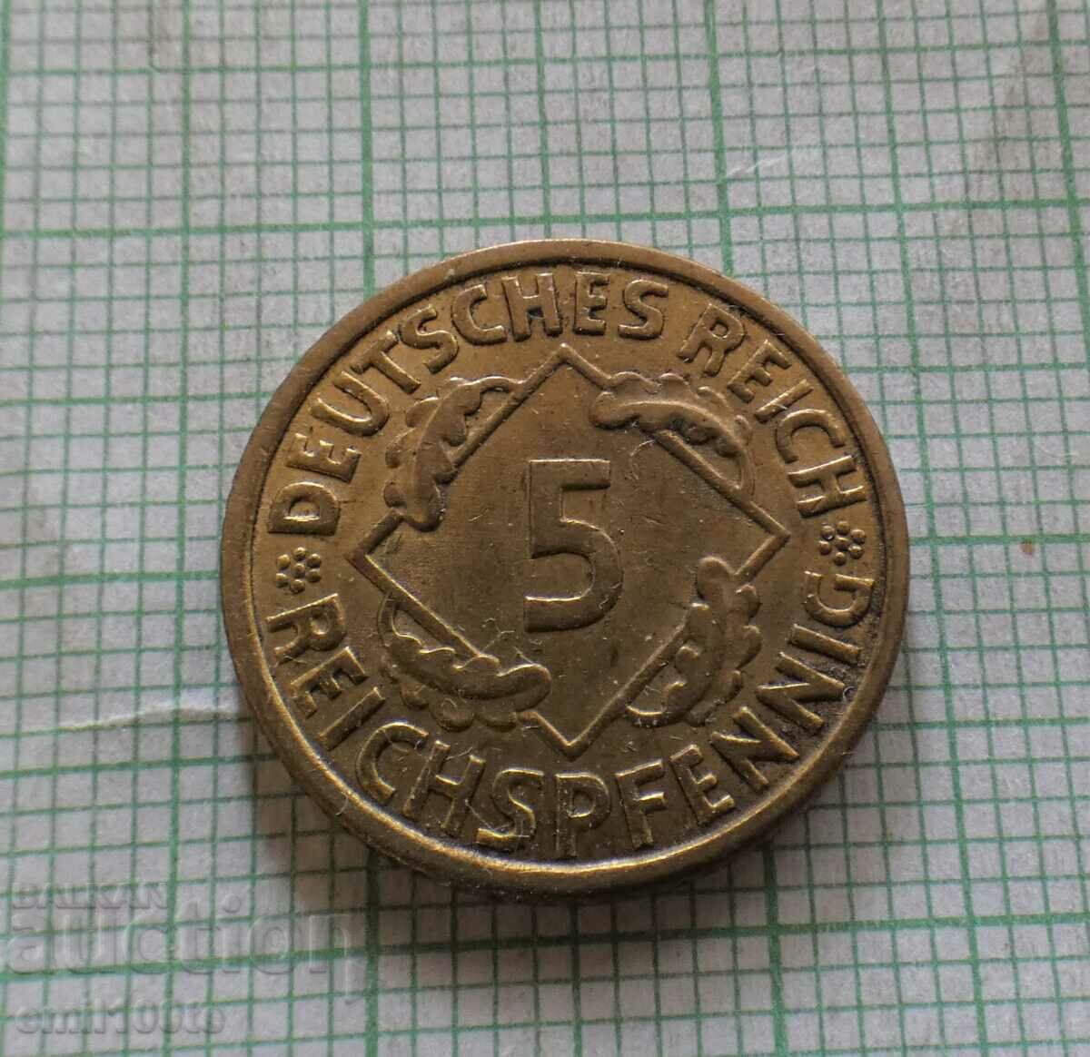 5 пфенига 1936 А  Германия