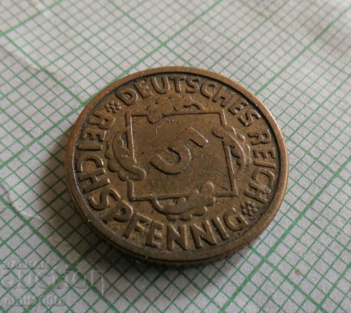 Licitație 5 Pfennig 1925 F Germania Licitație 5 Pfennig 1925 F Germania