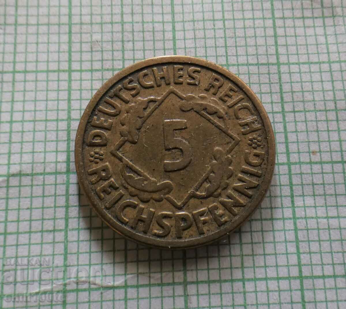 5 Pfennig 1925 F Germania