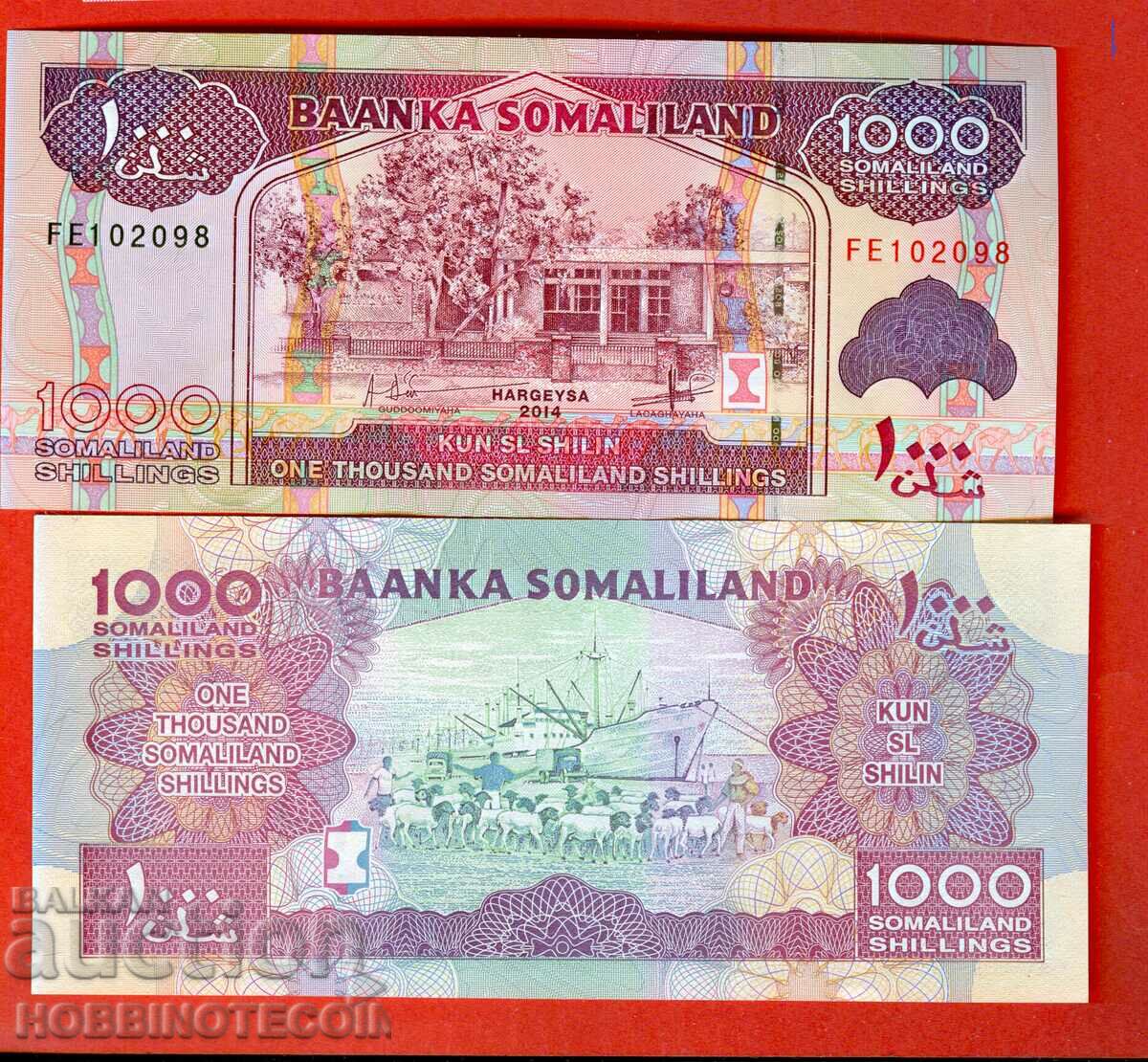 SOMALILAND SOMALILAND 1000 Σελίνι τεύχος έκδοσης 2014 NEW UNC