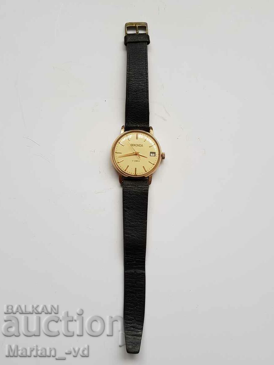 Позлатен мъжки механичен часовник Sekonda  17 Jewels