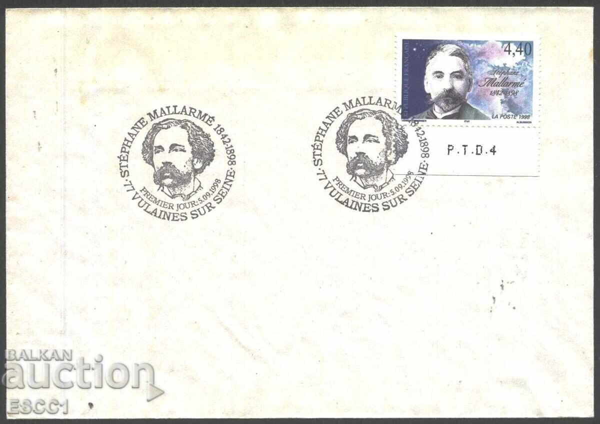 Envelope with stamp and special stamp Stéphane Mallarmé 1998 France