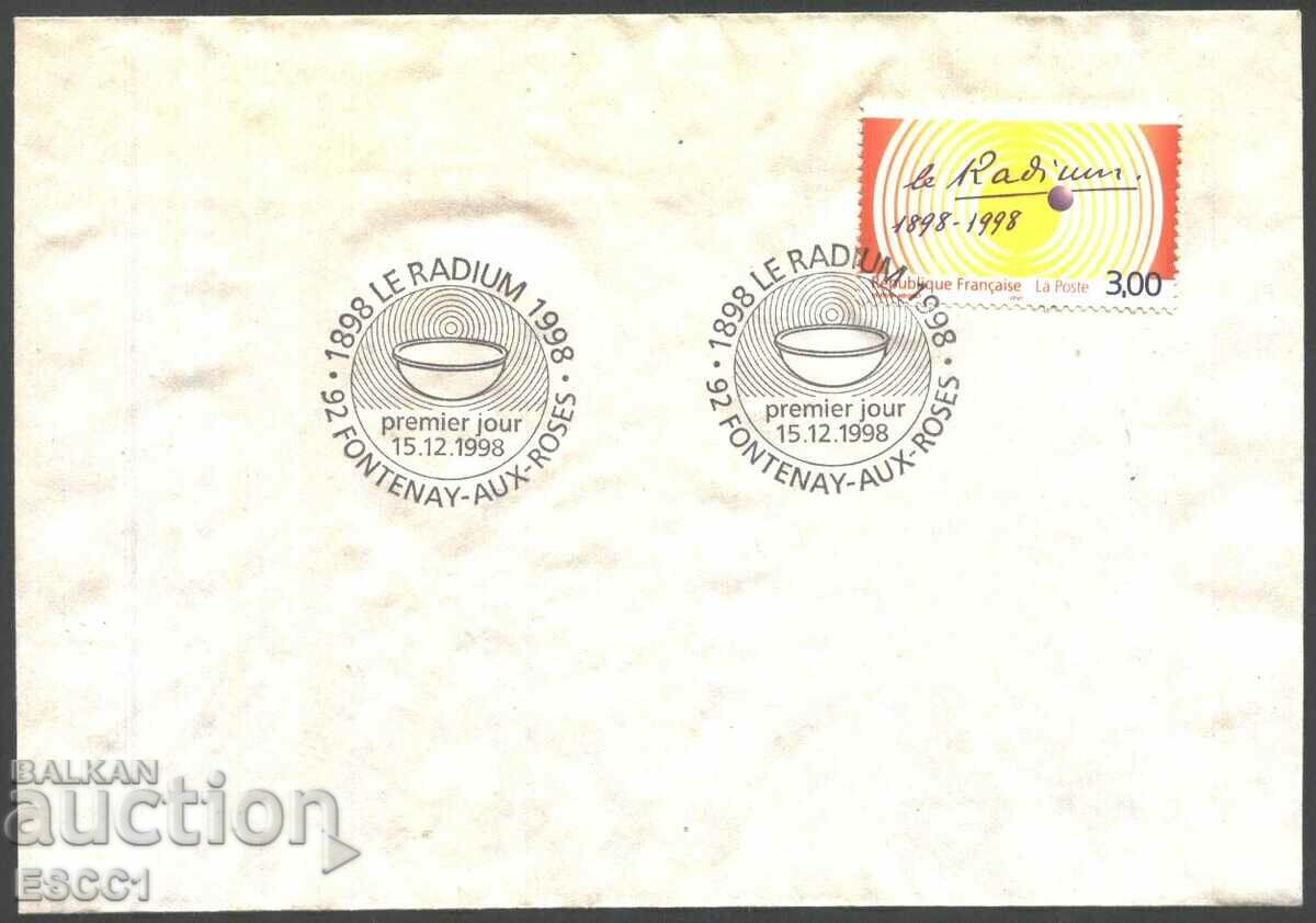Envelope with stamp and special stamp Radium 1998 from France