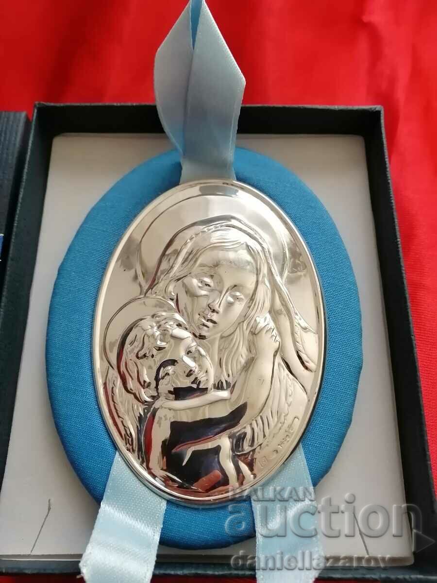Italian SILVER Icon of the Virgin and Child, Silver 925 with price 38.00 BGN | € 19.43 Italian SILVER Icon of the Virgin and Child, Silver 925 with price 38.00 BGN | € 19.43