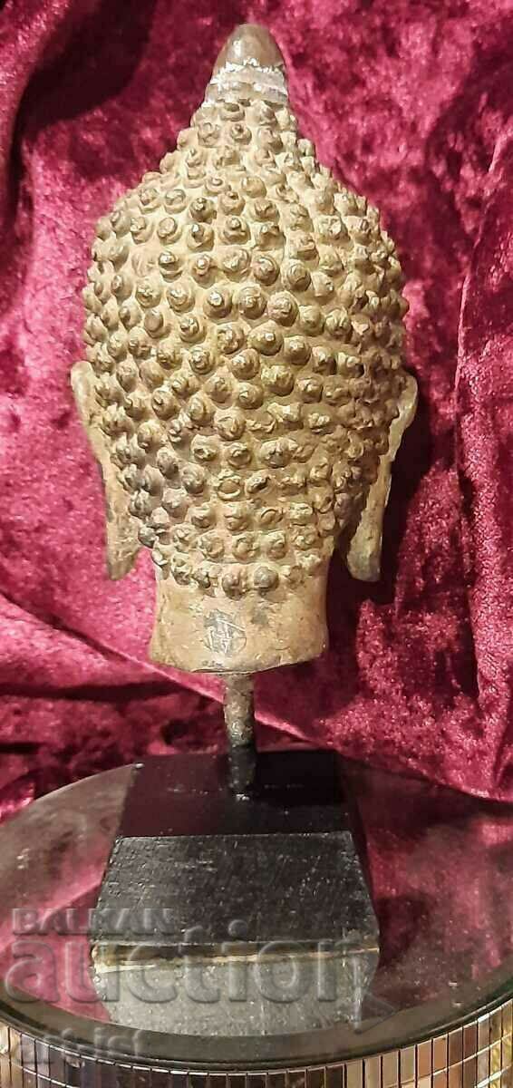 Sculptură din bronz cu capul lui Buddha - 5