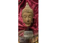 Bronze Buddha head sculpture