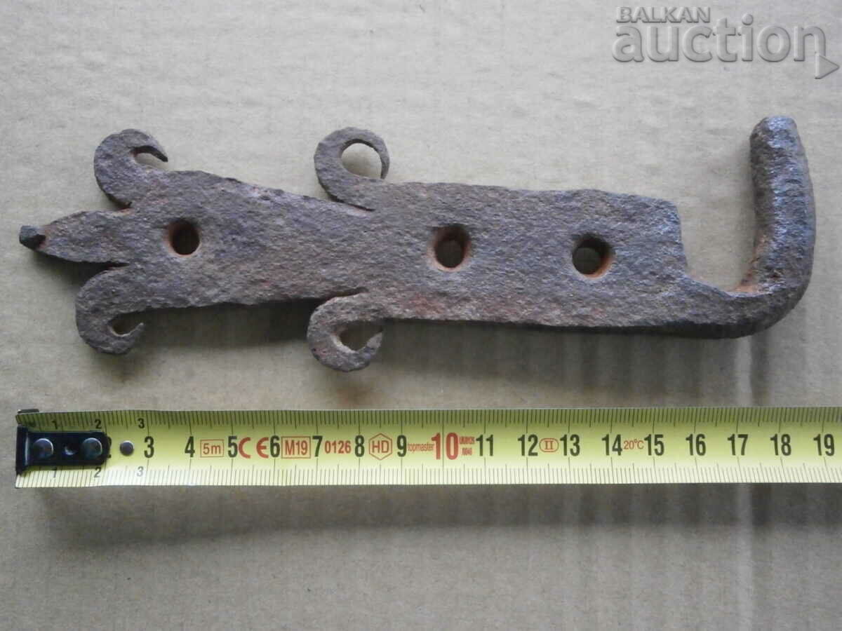 Old latch lock hook shackle wrought iron mandrel hinge - 5