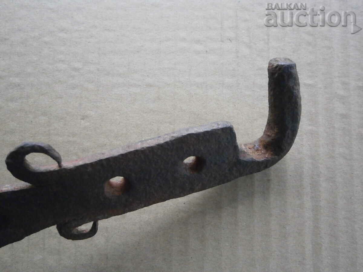 Old latch lock hook shackle wrought iron mandrel hinge - 6